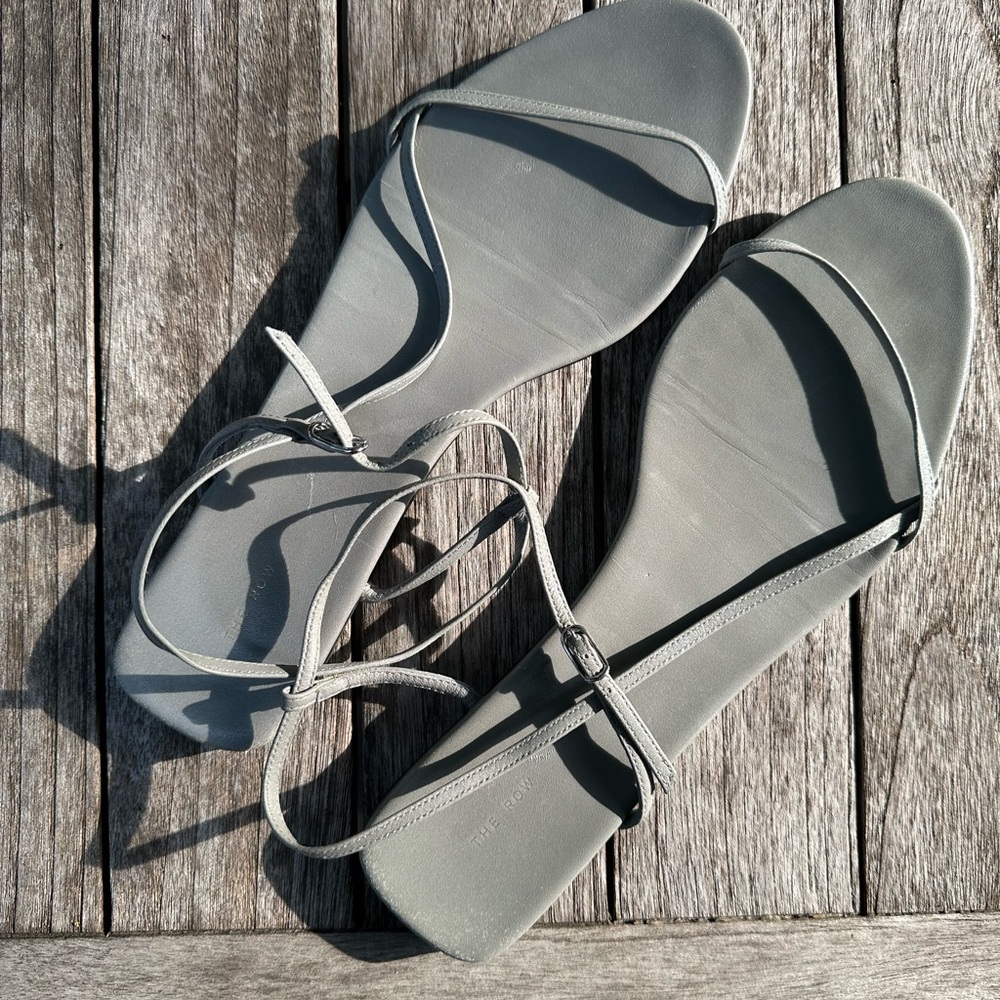 The Row, Gray Leather Sandals